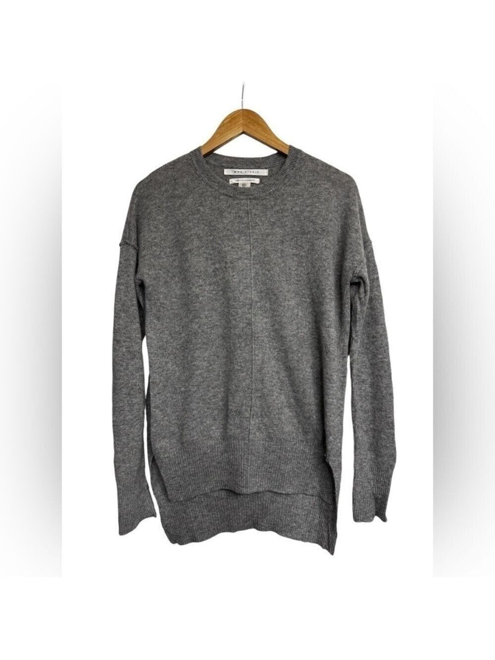 100% Cashmere Max Studio Grey Crewneck Sweater Size Small